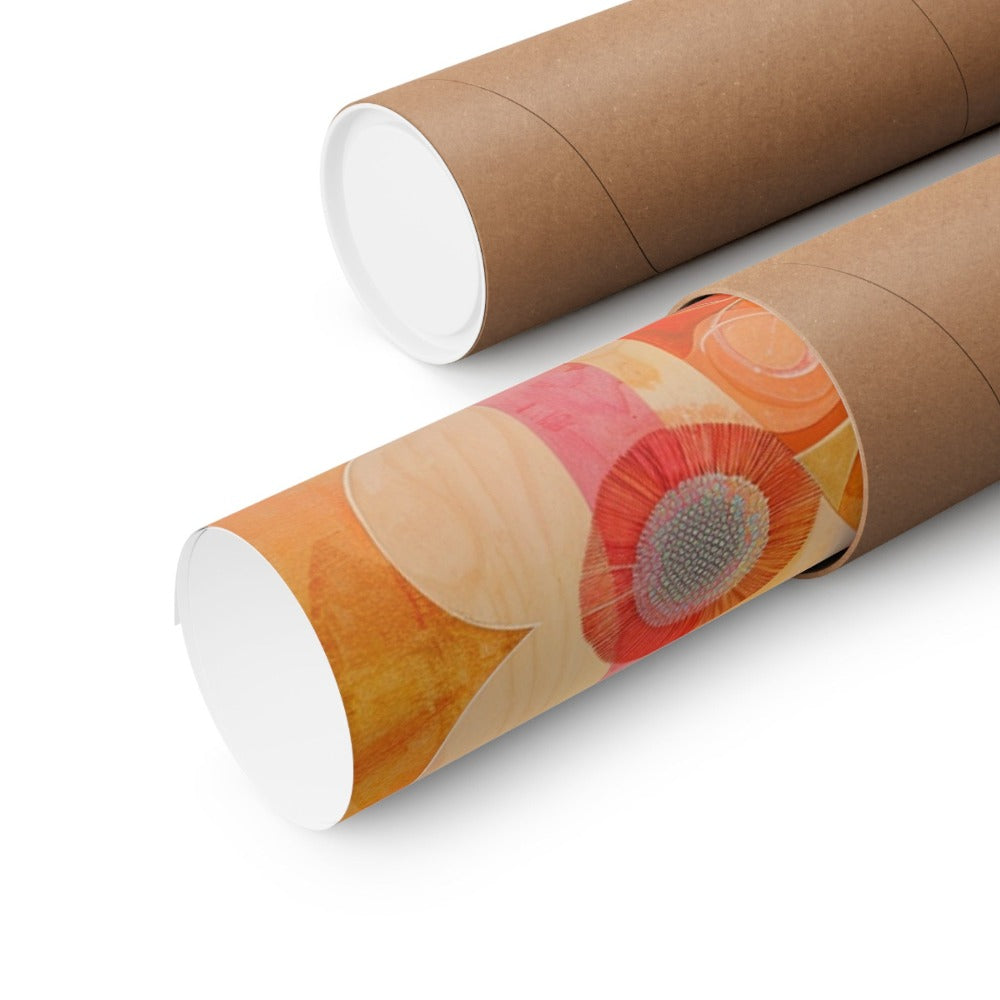 Image of poster packaged securely in a cardboard tube