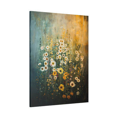 Canvas print wall art featuring 'Tranquil Nature - Serene Wildflowers in Matching Tones' sideview