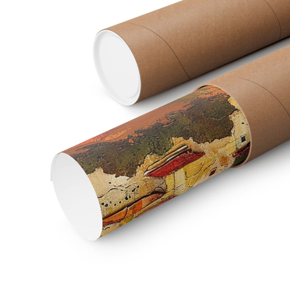 Image of poster packaged securely in a cardboard tube