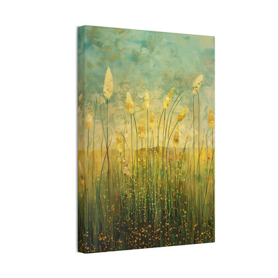 Canvas print wall art 'Silhouette Strokes - Cattails Against Artistic Skies' sideview