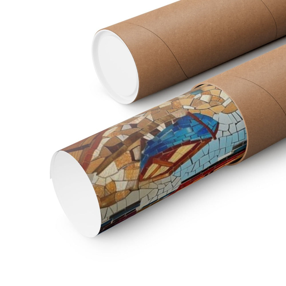 Image of poster packaged securely in a cardboard tube