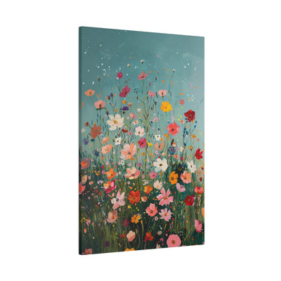 Product image showing canvas wall art of Meadow Splendor - A Tapestry of Colorful Wildflowers sideview.