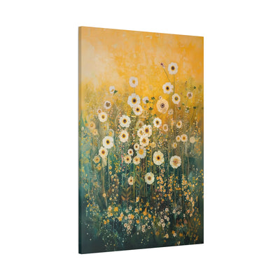 Canvas wall art print showing 'Ethereal Blooms - Light Wildflowers in Abstract Haze' sideview