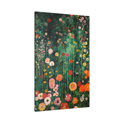 Product image of Late Summer Floral Happiness - Blossoms in Summery Green canvas wall art