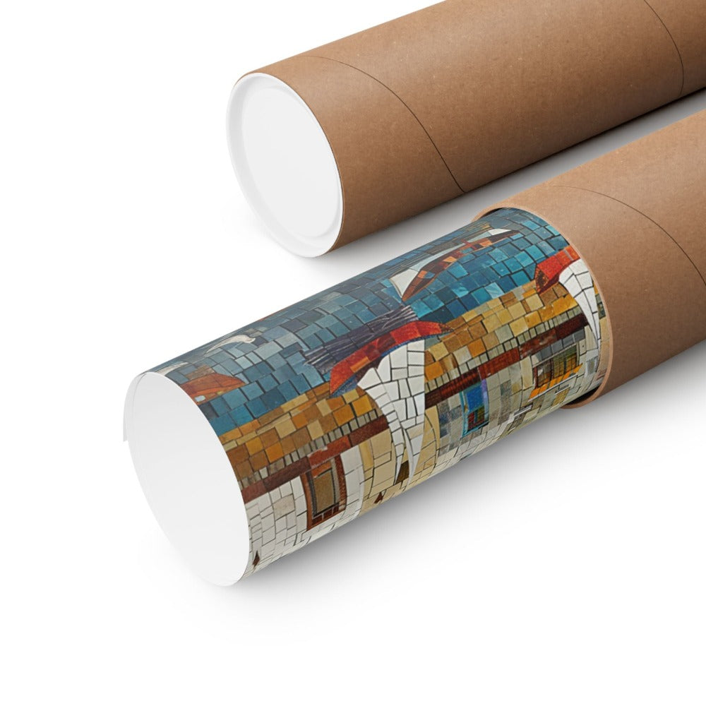 Image of poster packaged securely in a cardboard tube