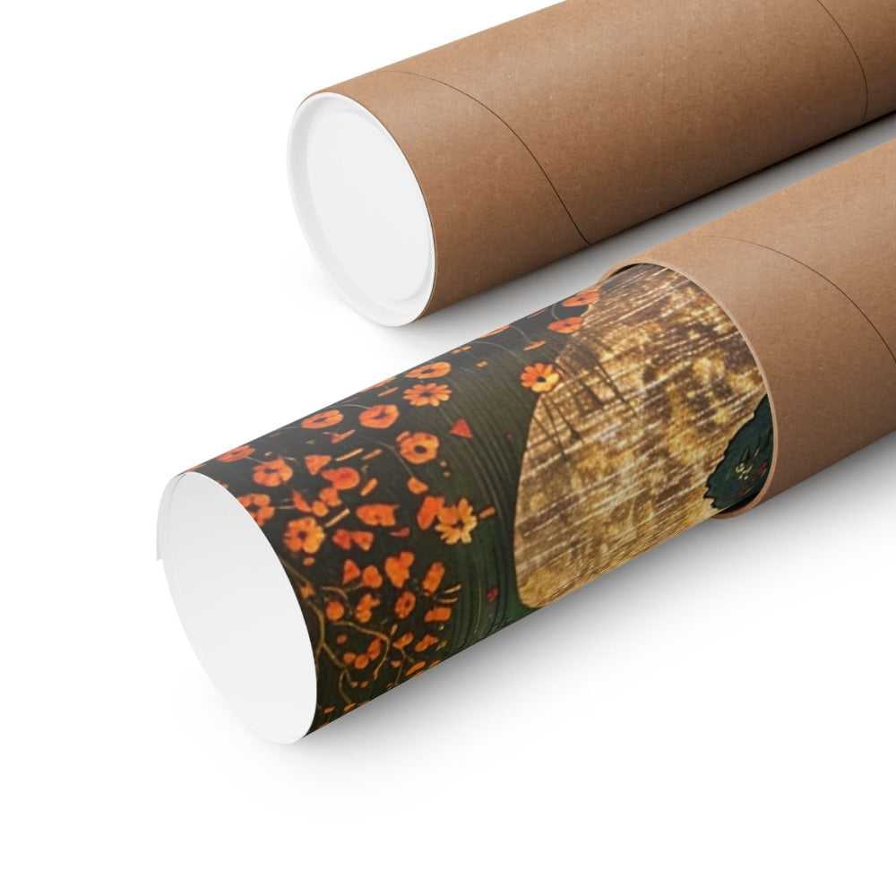 Image of poster packaged securely in a cardboard tube