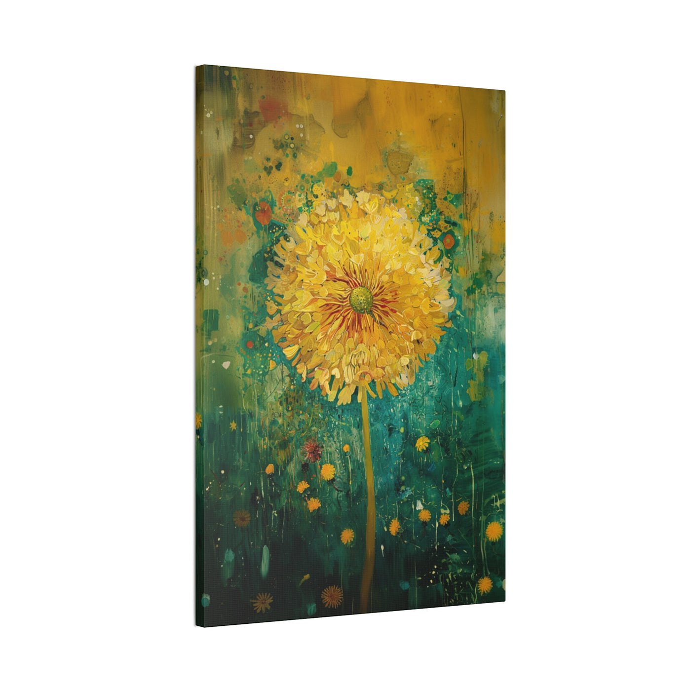 Canvas print wall art of 'Magic in the Air - The Whimsical World of a Dandelion' sideview