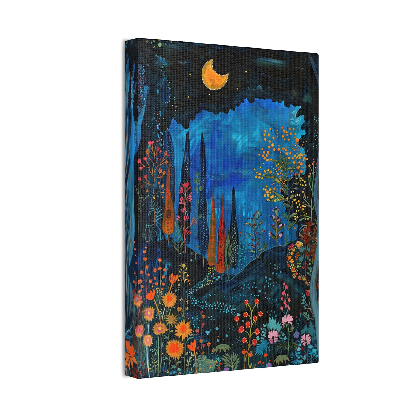 Product image of Midnight’s Embrace - A Moonlit Garden Scene canvas wall art home decor.