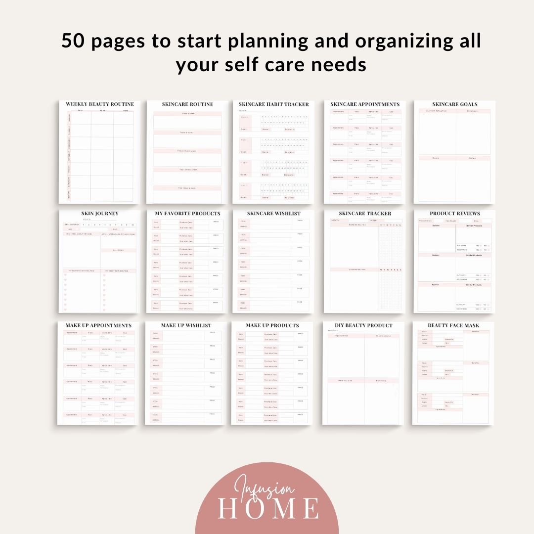 Self Care Planner – Printable & Fillable Digital Download