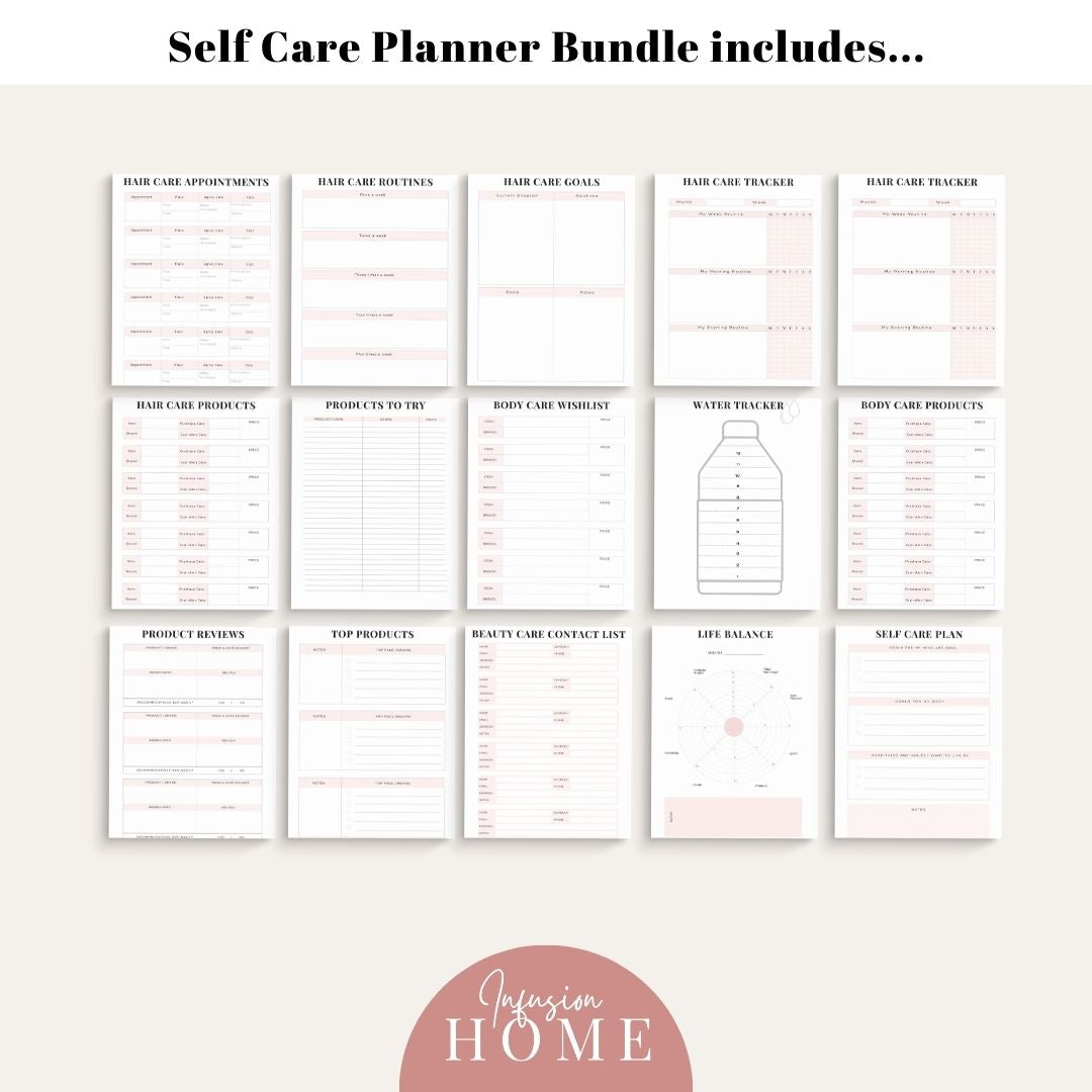 Self Care Planner – Printable & Fillable Digital Download