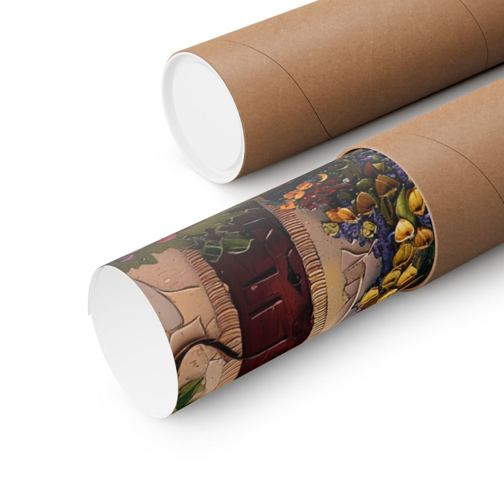 Image of poster packaged securely in a cardboard tube