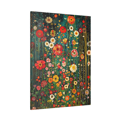 Canvas print wall art of Floral Murmur - Intense Colors on a Twilight Background sideview