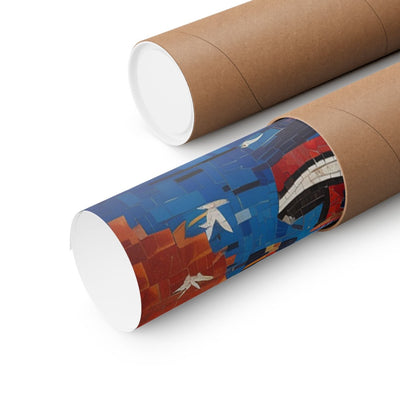 Image of poster packaged securely in a cardboard tube