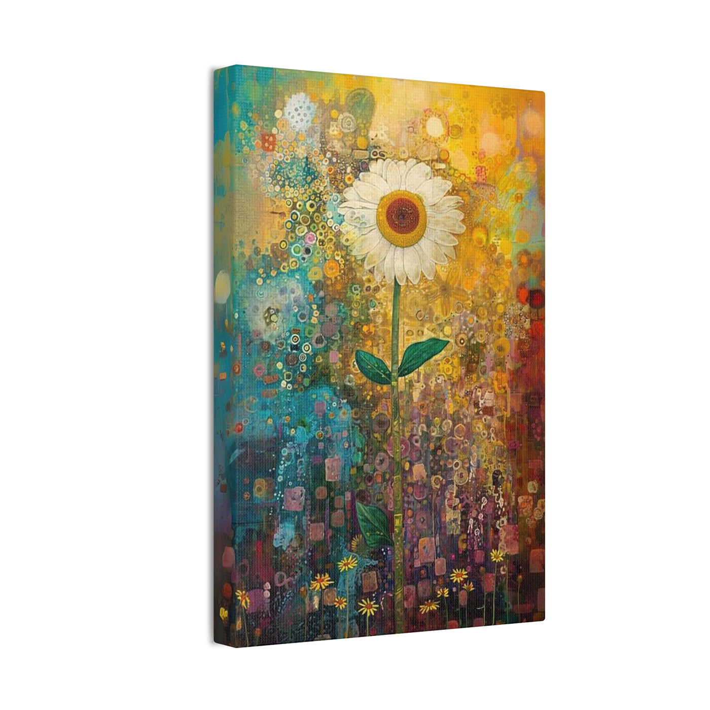 Canvas wall art showing Daisy Dance - Full of Summer Color sideview