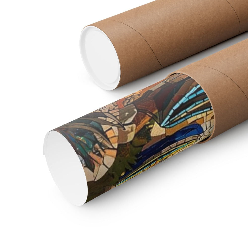 Image of poster packaged securely in a cardboard tube