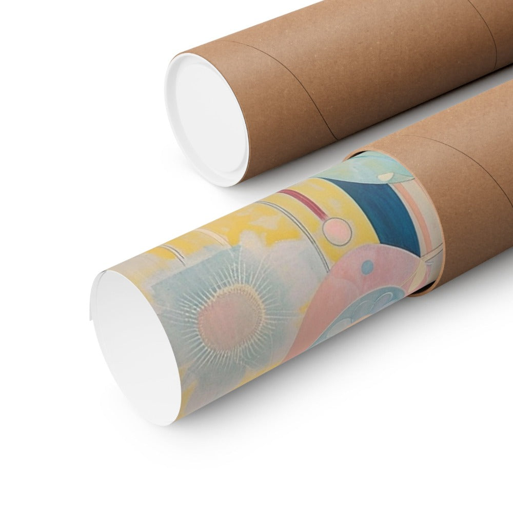 Image of poster packaged securely in a cardboard tube