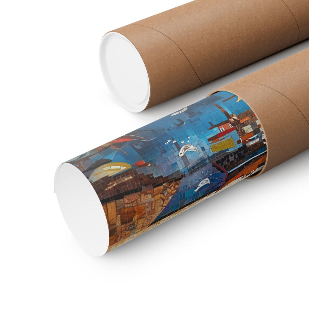 Image of poster packaged securely in a cardboard tube