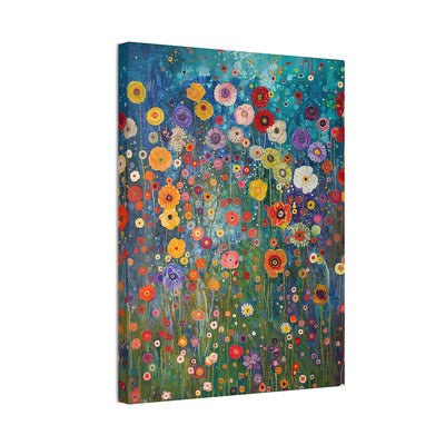 Canvas print wall art showing 'Natures Song - Wildflowers with a Soft Abstract Touch' sideview