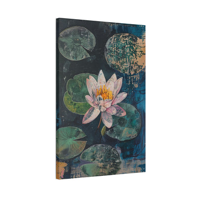 Canvas print wall art showing 'Tranquil Bloom - Water Lily Serenity' sideview