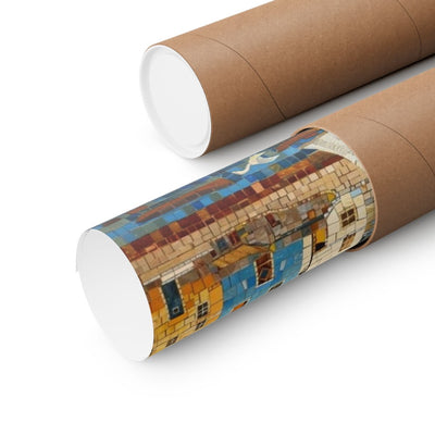 Image of poster packaged securely in a cardboard tube