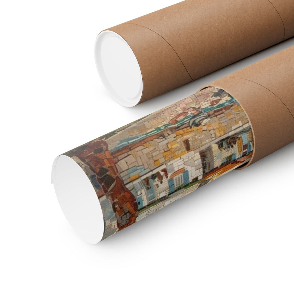 Image of poster packaged securely in a cardboard tube