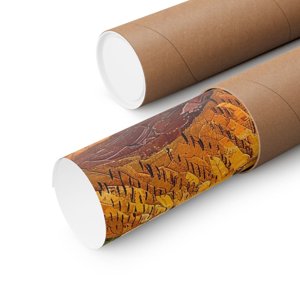 Image of poster packaged securely in a cardboard tube