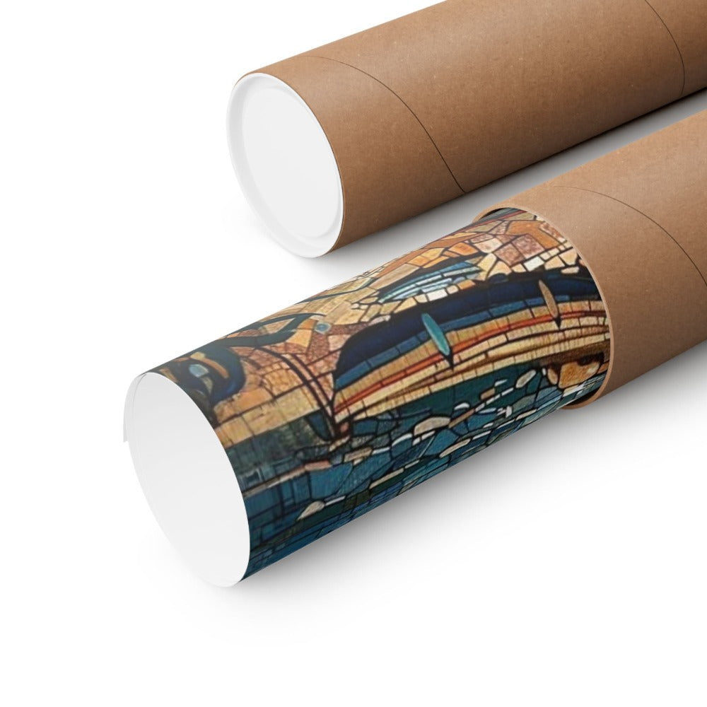 Image of poster packaged securely in a cardboard tube