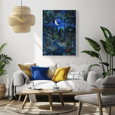 Product image of Lunar Lullaby - Nighttime in the Garden canvas wall art home decor.