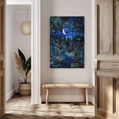 Product image of Lunar Lullaby - Nighttime in the Garden canvas wall art home decor.