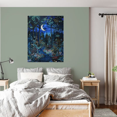 Product image of Lunar Lullaby - Nighttime in the Garden canvas wall art home decor.