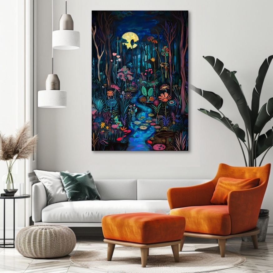 Product image of Night Illumination - A Moonbeam Garden Adventure canvas wall art