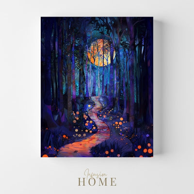 Product image of Nocturnal Veil of Moonlit Forest Dreams canvas wall art.