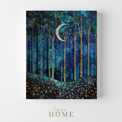 Product image of Silvery Sentinel of Moonlit Night in the Forest canvas wall art - Infusion Home.