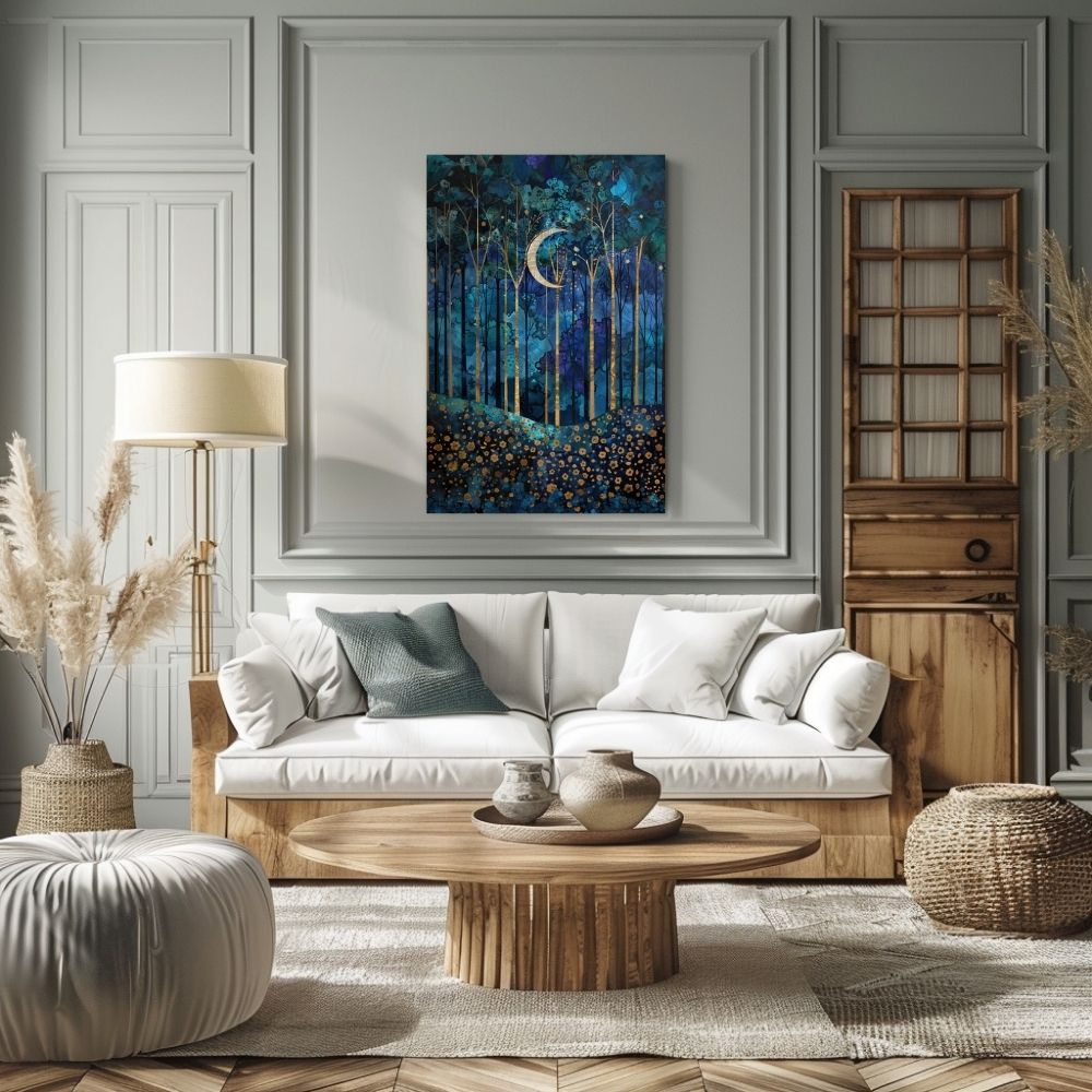 Product image of Silvery Sentinel of Moonlit Night in the Forest canvas wall art - Infusion Home.