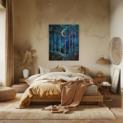 Product image of Silvery Sentinel of Moonlit Night in the Forest canvas wall art - Infusion Home.