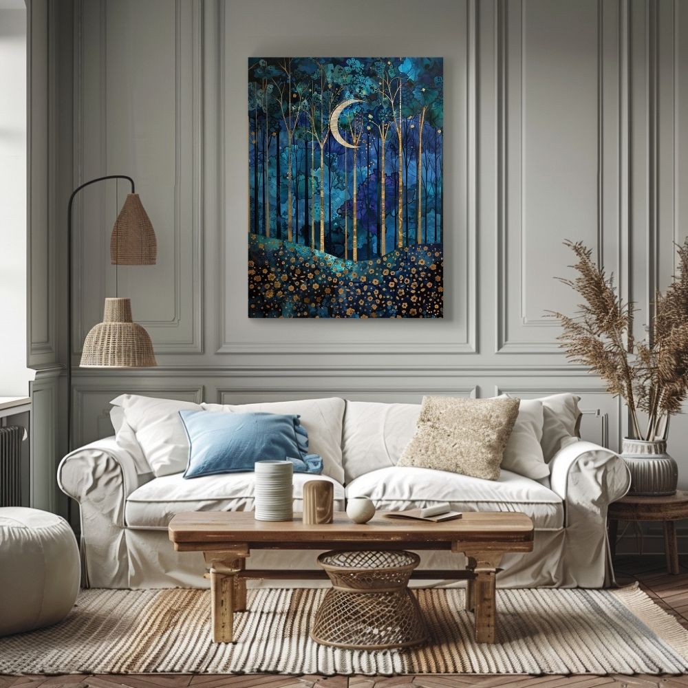 Product image of Silvery Sentinel of Moonlit Night in the Forest canvas wall art - Infusion Home.