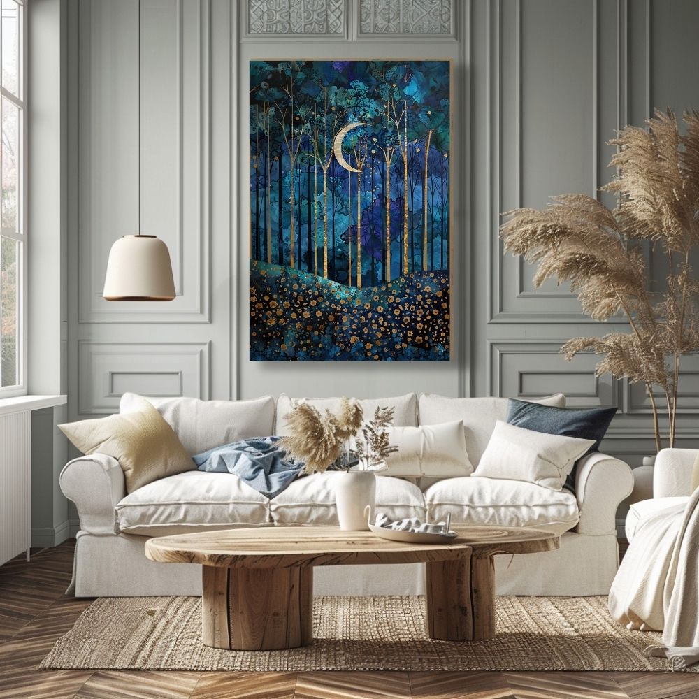 Product image of Silvery Sentinel of Moonlit Night in the Forest canvas wall art - Infusion Home.