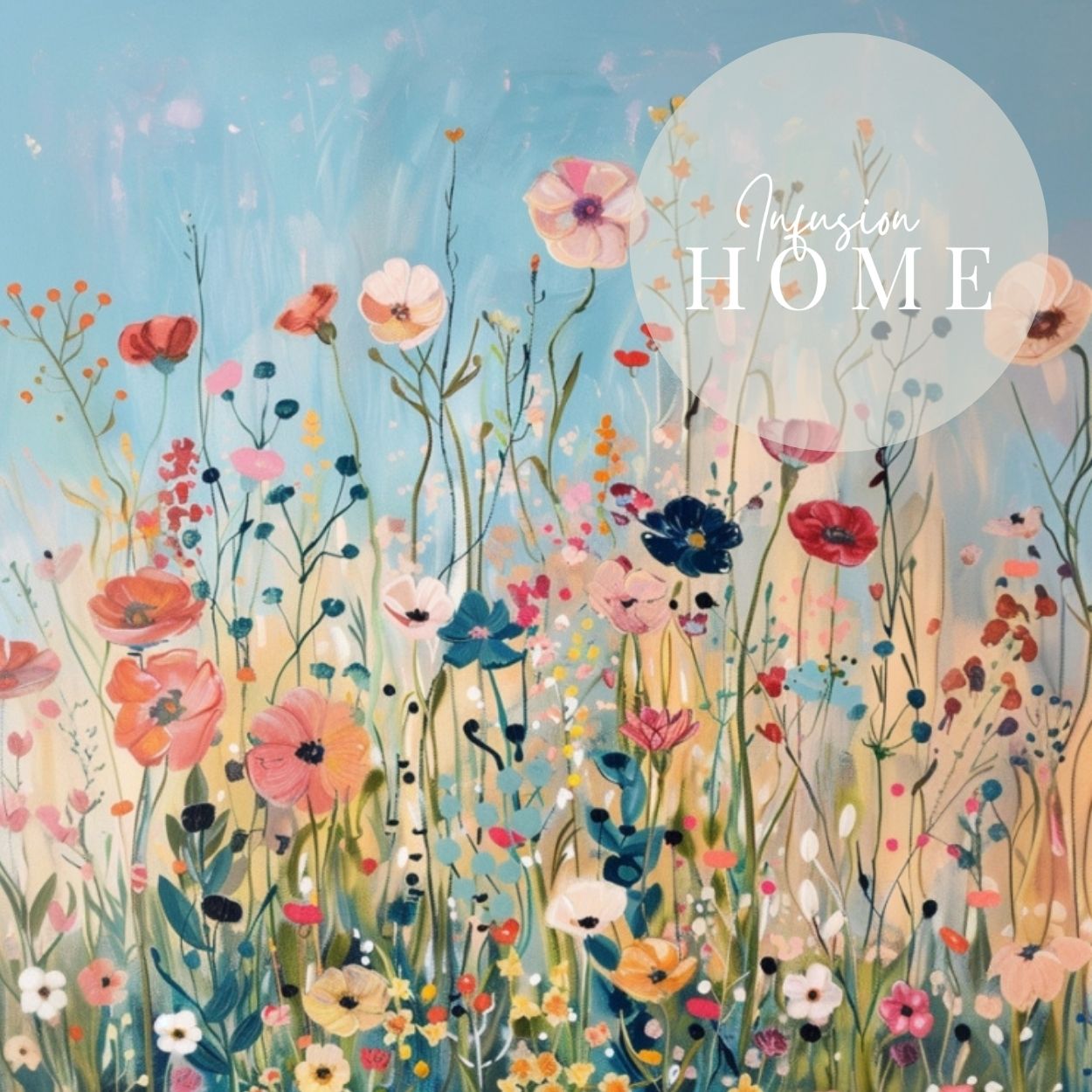 Closeup of product image showing canvas wall art of Wildflower Symphony - A Meadow of Lush Vibrant Blooms