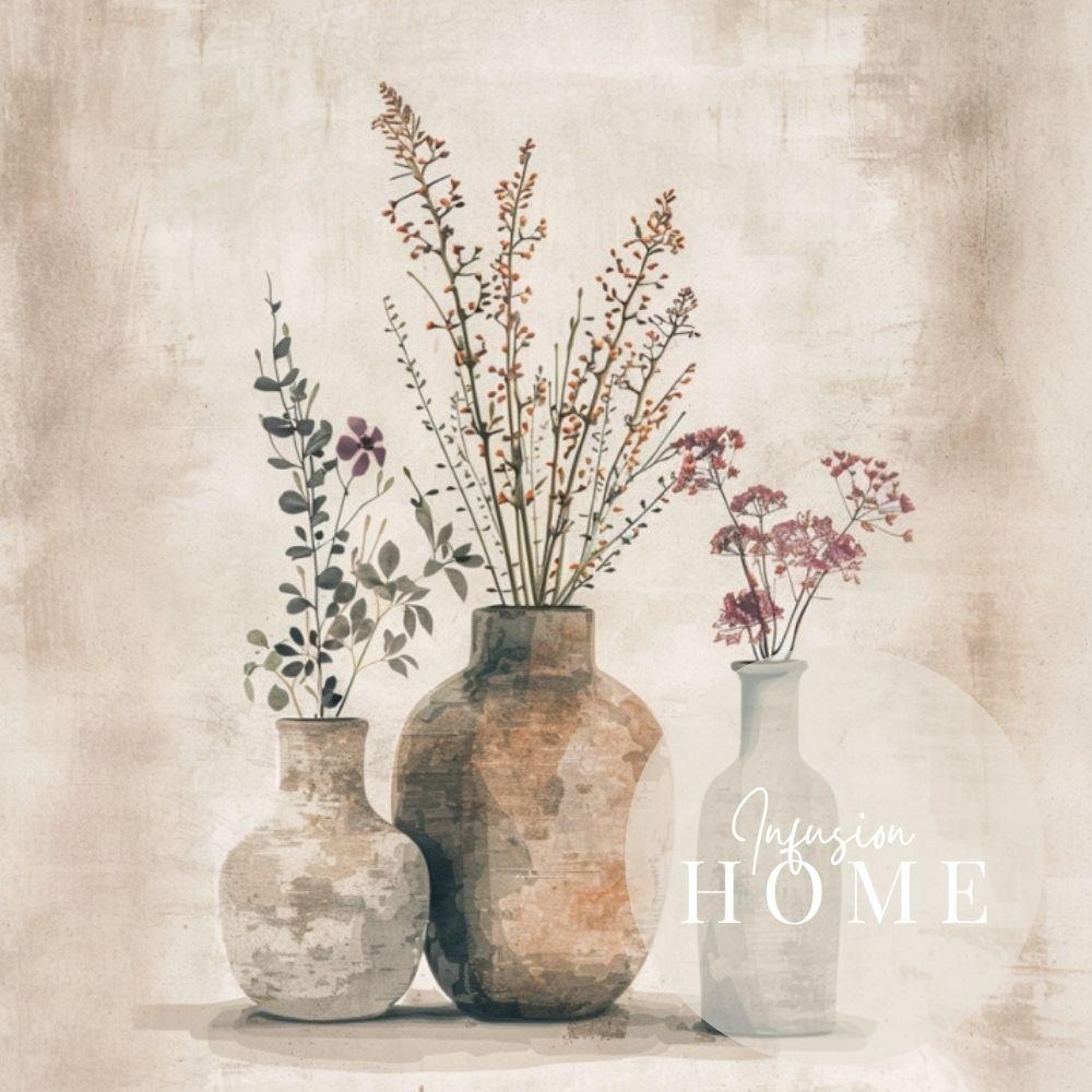 Earthen Vases – Country Floral Artwork - Infusion Home