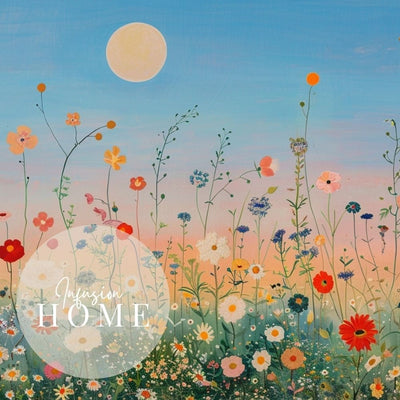 Closeup of poster wall art showing 'Field of Dreams – Sunset and Wildflowers'