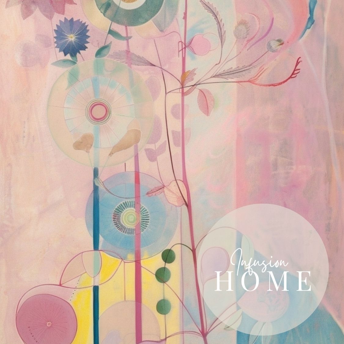 Closeup of poster wall art showing 'Floral Mystique – Pink Tones in Neutral Canvas'