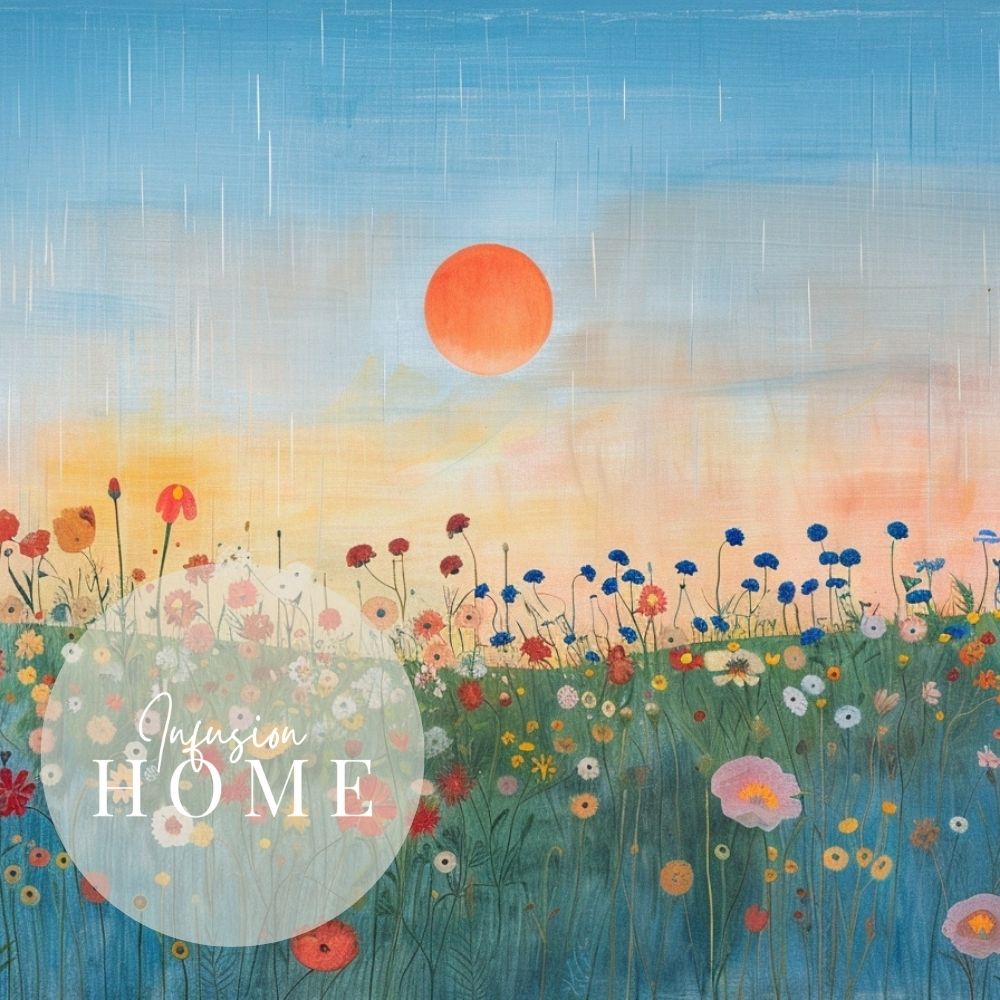 Floral Sunset – Wildflowers Under a Vivid Sky - Infusion Home