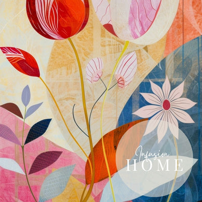 Closeup of poster wall art showing 'Floral Tranquility – Pink and Neutral Abstract'