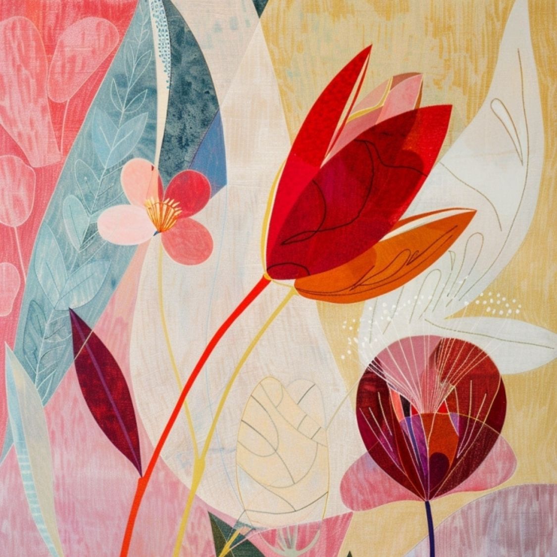 Closeup of poster wall art showing 'Floral Whisper – Neutral Hues with Pink Depths'