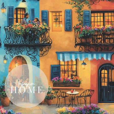 Romantic Balcony Chat in a Colorful Cafe Street Scene Digital Download