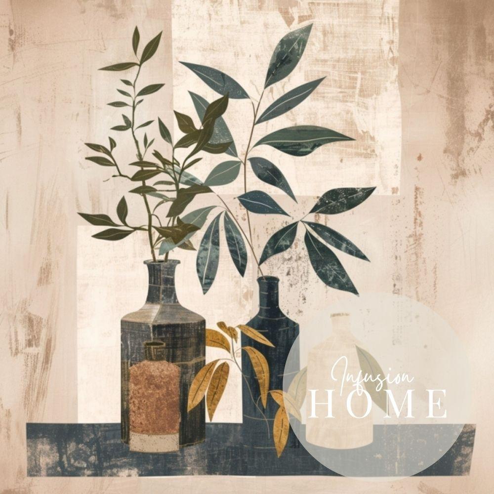 Subtle Boho Flora – Earth Tone Vase Art - Infusion Home