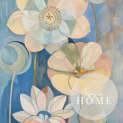 Twilight Garden Art Print – Pastel Blue and Blush Pink Florals - Infusion Home