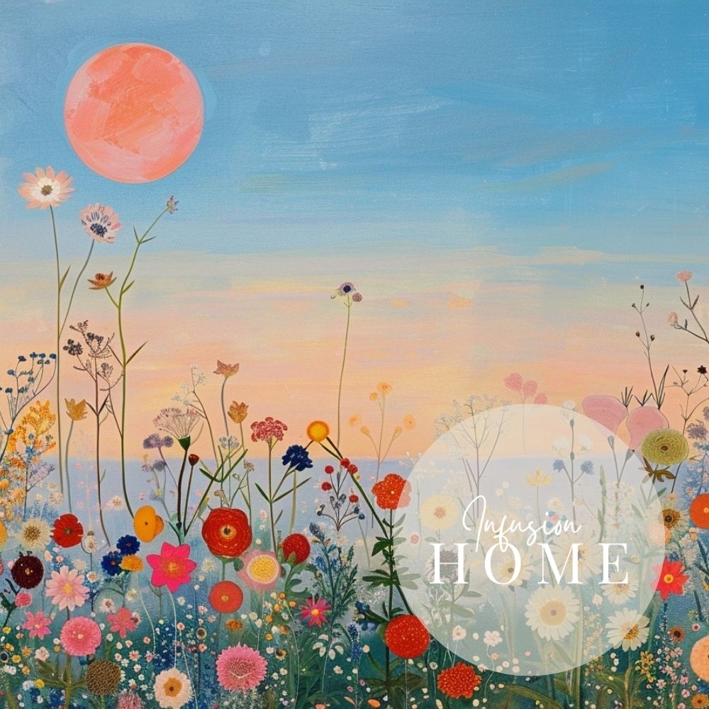 Twilight Meadow – Sunset Over Wildflower Field - Infusion Home