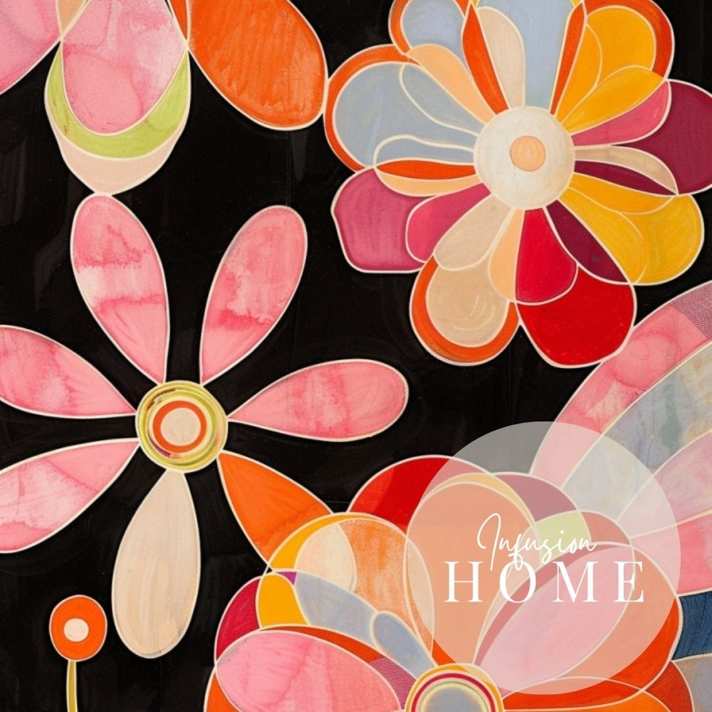 Closeup of poster wall art showing 'Vibrant Bloom – Bold Floral Abstract Design'