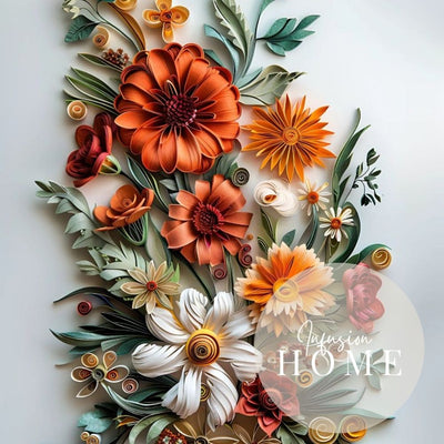 Autumn Hues Paper Cut Flower Wall Art Printable